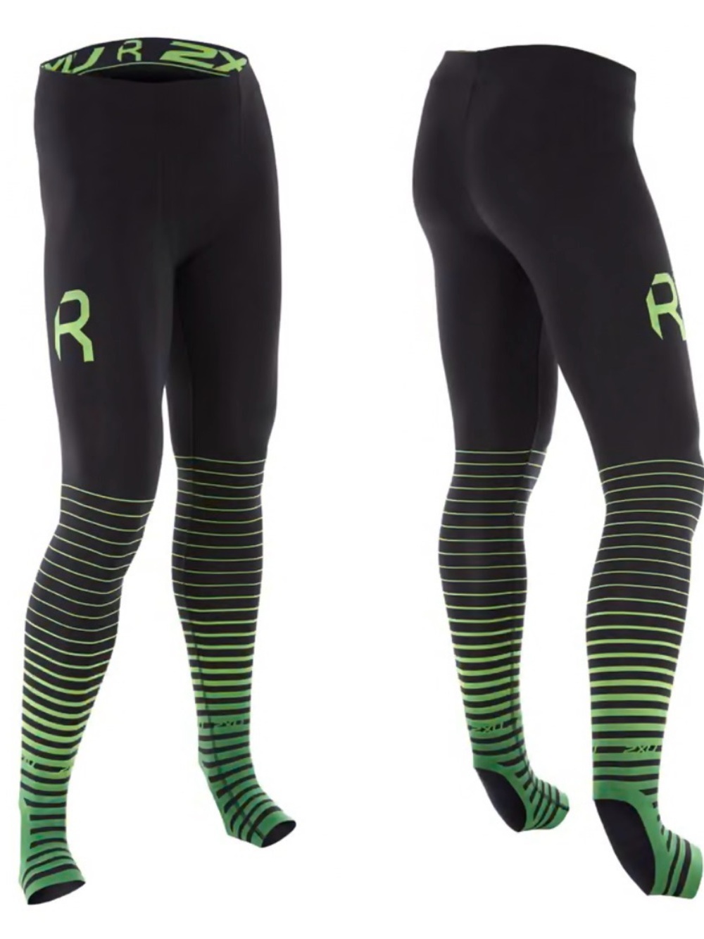 2XU Elite Power Recovery Compression Tights compression leggings Black and Green
